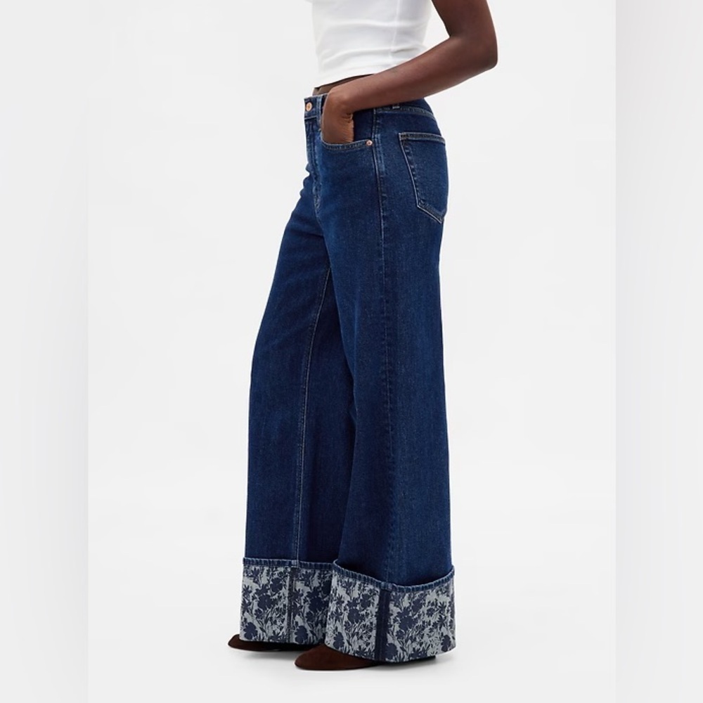 NEW! GAP Blue Indigo High Rise Stride Wide-Leg Jeans - Size 10 TALL / 30 TALL 🩷 - Picture 3 of 8